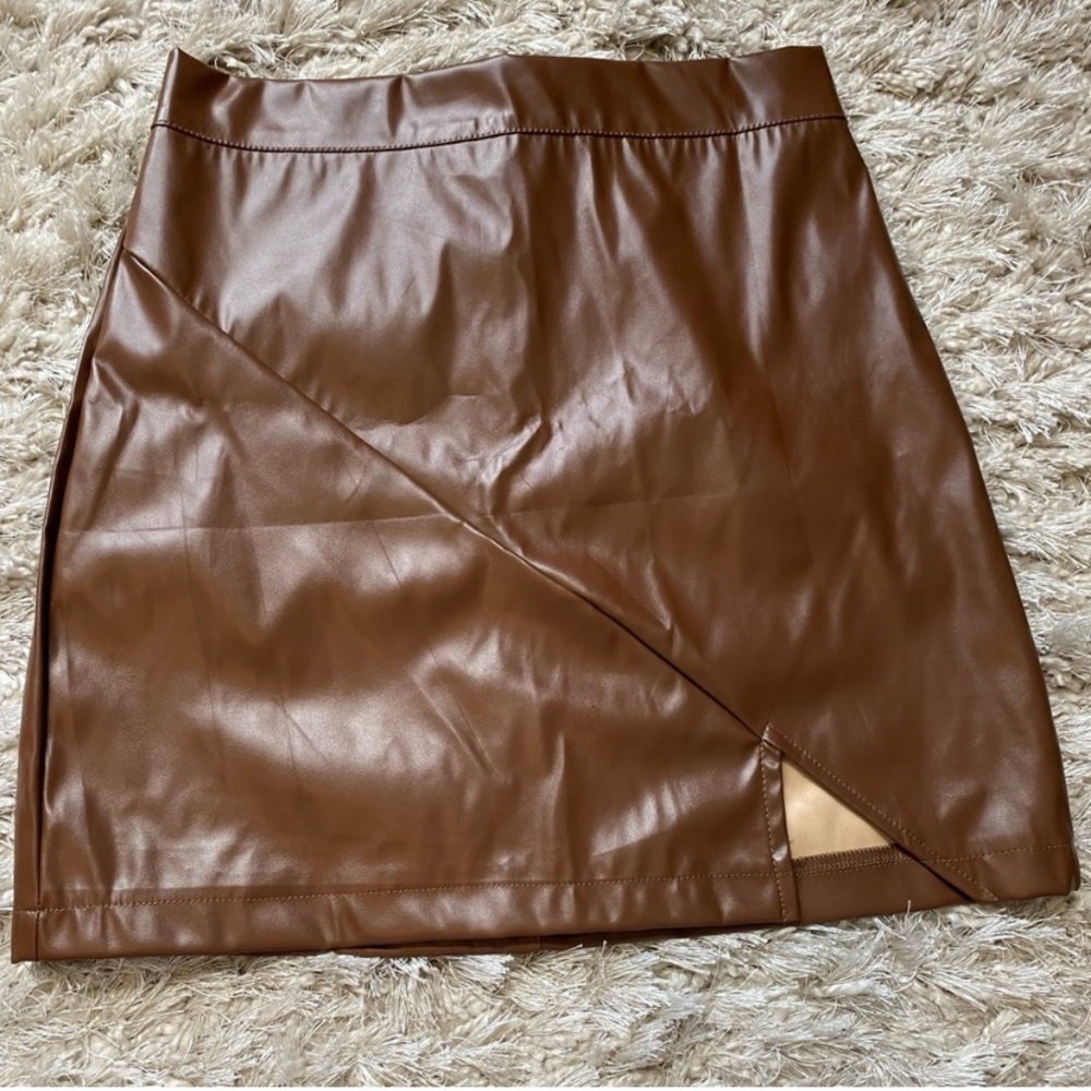 Brown leather skirt